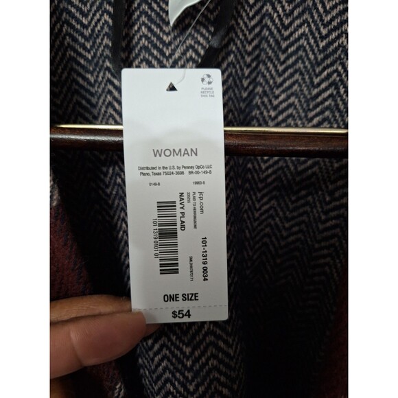 NEW Liz Claiborne Plaid Shawl Wrap Kimono One Size Fringe Boho Western Casual - Picture 4 of 10